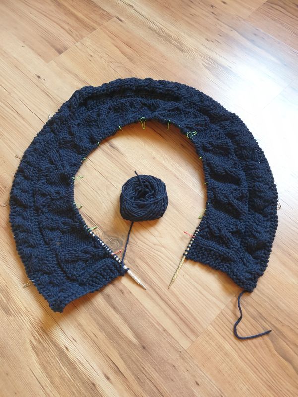 Pullover Schapulero mit Loch- und Zopfmuster