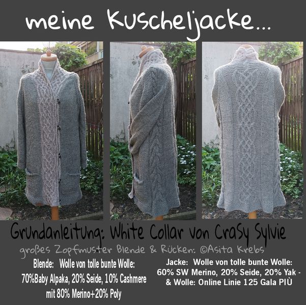 Strickjacke / Longjacke mit Zopfmuster